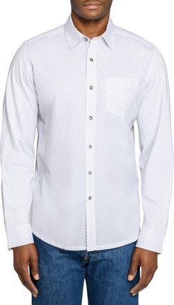 W.R.K Reworked Slim Fit White Diamond Print Cotton Button-Up Shirt at Nordstrom, Size Xx-Large