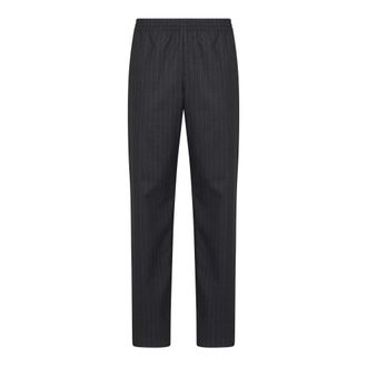 Burberry Pinstriped Wool Track Trousers - male - Burberry - Straight Trousers - Gray - M - Trousers