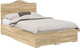 vidaXL Estructura De Cama Con Cabecera Roble Sonoma 135 X 190 Cm Vidaxl