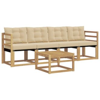 vidaXL Conjunto De Sof&aacute;s De Exterior Con Coj&iacute;n 5 Pcs Y Beige Vidaxl