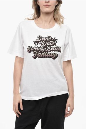 Dsquared2 Crew Neck Cotton Jersey T-Shirt EASY FIT with Glitter Print size Xxs