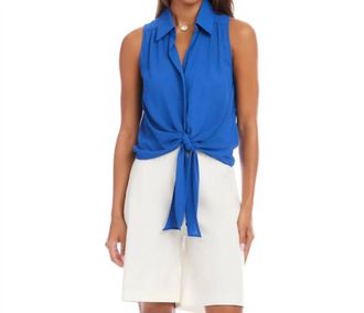 Karen Kane Sleeveless Tie-Front Top - Petite In French Blue