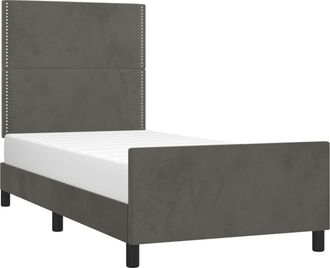 vidaXL Estructura De Cama Sin Colch&oacute;n Terciopelo Gris Oscuro 90x190 Cm Vidaxl
