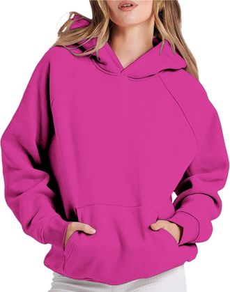 Generic Hoodies for Women UK Womens Casual Pullover Hoodies Warm Sweatshirt Long Sleeve Crew Neck Solid Shirt Winter Sweatshirts Tops Lightweight Oversized Ra