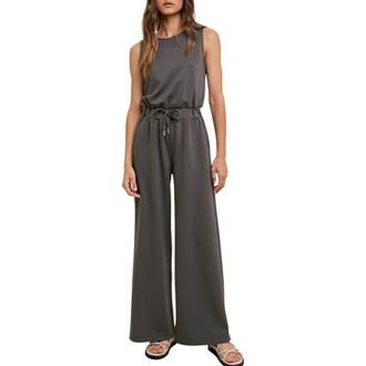 Wishlist Wide Leg Scuba Jumpsuit in Charcoal at Nordstrom Rack, Size Large