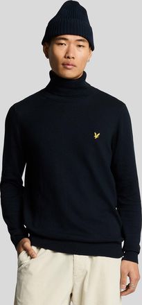 Lyle & Scott katoenen merino coltrui - marineblauw