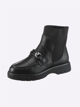 Heine Stiefelette HEINE, Damen, Gr. 36, schwarz, Glattleder, Leder, Rindsleder, Textil, Schuhe Stiefelette