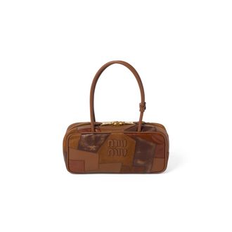 Miu Miu Beau Leather Patchwork Bag, Woman, Cognac