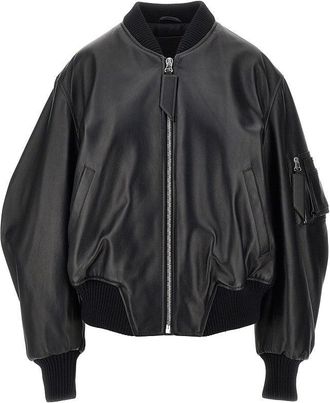 The Attico Anja leather bomber jacket Woman 40