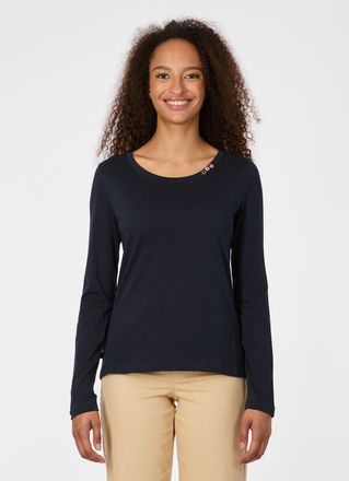 Ragwear Langarmshirt RAGWEAR FLLORAH LONG GOTS, Damen, Gr. XXL, navy, Jersey, Obermaterial: 100% Baumwolle, unifarben, normal, Rundhals, Shirts Langarmshirt, 