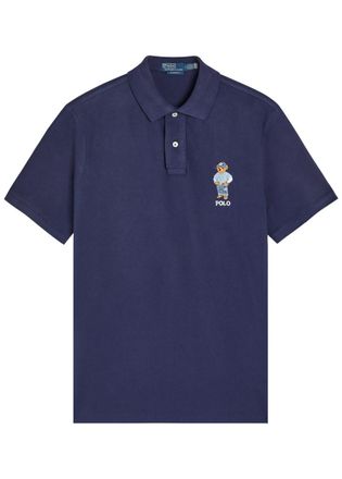 Polo Ralph Lauren Embroidered Piqu&eacute; Cotton Polo Shirt - Dark Blue - M