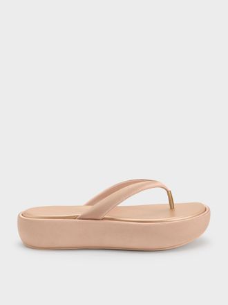 Charles & Keith Satin Thong Flatform Sandals