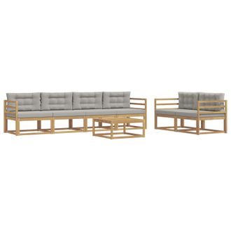 vidaXL Conjunto De Sof&aacute;s De Exterior 6 Pcs Blanco Y Gris Claro Vidaxl