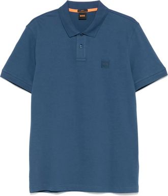 BOSS Polo in cotone con ricamo logo - Blu