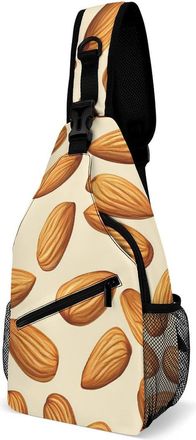 Generic Almond Pattern Mens Shoulder Bags Sling Crossbody Backpack Travel Hiking Chest Bag with Small Side 38x20cm