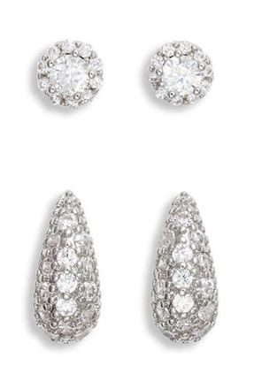 Nordstrom Demi Fine Set of 2 Stud Earrings in Sterling Silver Plated at Nordstrom Rack