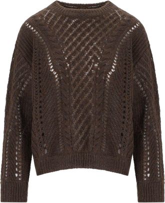 Twin-Set MAGLIONE GIROCOLLO TRAFORATO CIOCCOLATO TWINSET