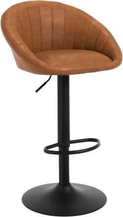 Woltu Juego De 1 Taburete De Bar Vintage De Pu, Sillas De Bar Giratorias Ajustables, Color Marr&oacute;n - Woltu