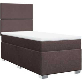 vidaXL Vidaxl - Cama Box Spring Con Colch&oacute;n Tela Marr&oacute;n Oscuro 80x200 Cm