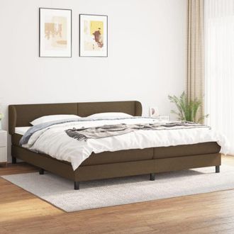 vidaXL Cama Box Spring Con Colch&oacute;n Tela Marr&oacute;n Oscuro 200x200 Cm Vidaxl