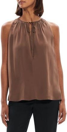 Theory Tie Neck Sleeveless Top in Pecan at Nordstrom Rack, Size Medium