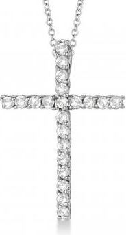Allurez Diamond Cross Pendant Necklace 14kt White Gold (0.75ct)