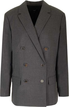 Theory Double-breasted Blazer - Dames - Blazers - Grijs - 3XS - Wol - Jassen