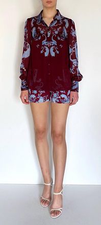 Hemant & Nandita Hiba Button Down Shirt In Merlot