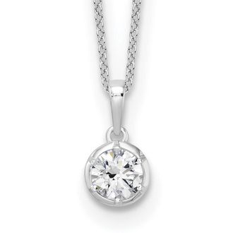 Diamond2Deal 14k White Gold 5/8 Ct Lab Grown Diamond Solitaire Pendant Necklace 18 Clarity VS, Color D-E