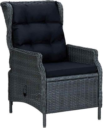 vidaXL Vidaxl - Sill&oacute;n Reclinable De Jard&iacute;n Cojines Rat&aacute;n Sint&eacute;tico Gris Oscuro