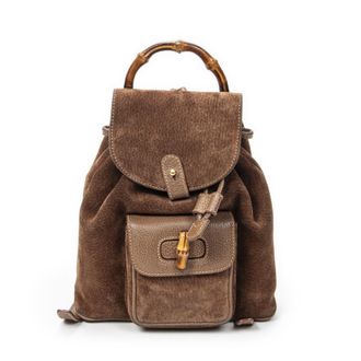 Gucci Pre-owned Womens Mini Bamboo Backpack - Brown - One Size