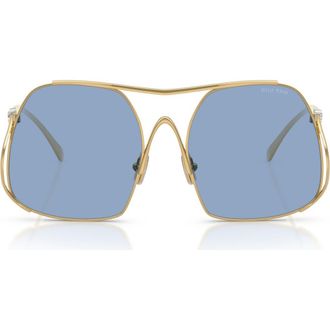 Miu Miu 57mm Square Sunglasses in Gold /Light Blue at Nordstrom