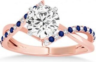 Allurez Diamond & Blue Sapphire Bypass Semi-Mount Ring in 14k Rose Gold (0.14ct)