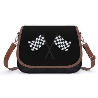 Generic White And Black Checkered Racing Flag Fashion Womens Crossbody Bags Novelty Handbag Shoulder Bag Purse