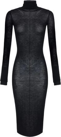 Elisabetta Franchi Gebreide Jurk met Openwerk - Dames - Feestkleedjes - Zwart - L - Kleedjes