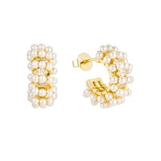 Untamed Petals Millie Mini Pearl Hoops in Gold at Nordstrom