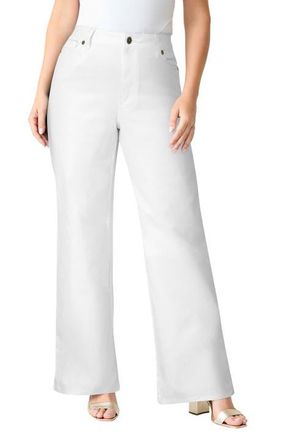 Roaman's Plus Size 24/7 Stretch Wide Leg Jean in White Denim at Nordstrom, Size 30Short