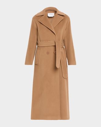 Akris Long Double-Breast Belted Wool-Cashmere Coat