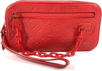 Louis Vuitton Red Color Monogram Empreinte Leather Clutch Bag (Pre-Owned)
