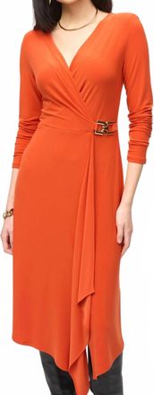 Joseph Ribkoff Fit & Flare Midi Wrap Dress In Orange