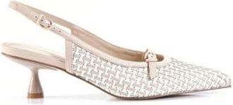 Jeannot Geweven Nude Slingback Hakken - Dames - Pumps - Beige - 36 EU - Leer - Schoenen