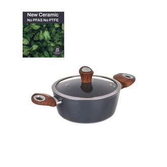 KASANOVA Casseruola 20 cm con coperchio ottanio New Ceramic