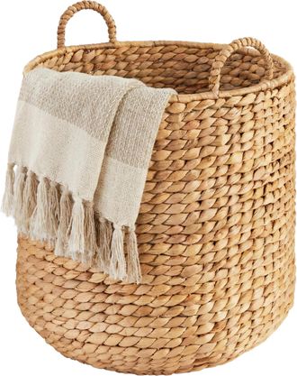 Best Choice Products Round Storage Basket w/ Handles, Handwoven Water Hyacinth, Storage Organizer Tote