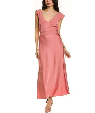 Ted Baker V Neck Bias Cut Midi Dress In Dusty Pink