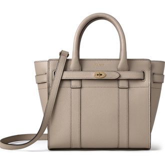 Mulberry Mini Zipped Bayswater Leather Tote in Cashmere Taupe at Nordstrom