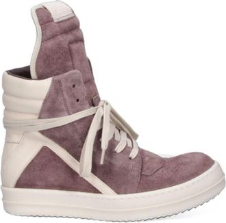 Rick Owens Purple Geobasket Leather Sneakers