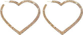 Generic Small Earrings Rhinestones Hoop Earrings Big Heart Crystal Hoop Rhinestones Bridal Drop Dangle Statement Body Jewelry For Women Small Silver Studs (Go