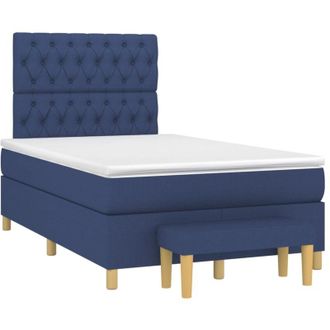 vidaXL Cama Box Spring Con Colch&oacute;n Tela Azul 120x200 Cm Vidaxl