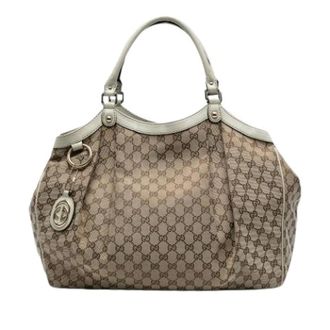 Gucci Pre-owned Tote Bags, female, Brown, Size: ONE SIZE Pre-owned Canvas Tote Bag