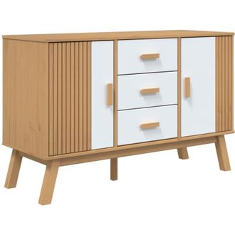 vidaXL Vidaxl - Aparador Olden Madera Maciza Pino Blanco Y Marr&oacute;n 114x43x73,5cm
